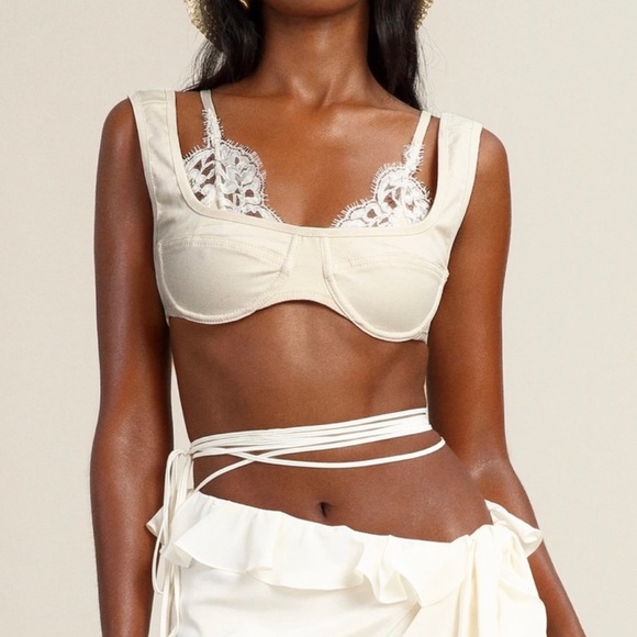 Orseund Iris - LACE TRIMMED BRALETTE CREAM Size S - Picture 3 of 6